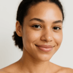 A woman with clear, radiant skin, representing the positive results of fading acne scars.