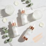 Best peptide serums for anti-aging and wrinkle reduction arranged on marble surface